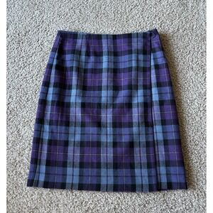 Mix It VINTAGE‎ Y2K 90s 2000s WOOL Blend Plaid Skirt Lined Black Purple Casual